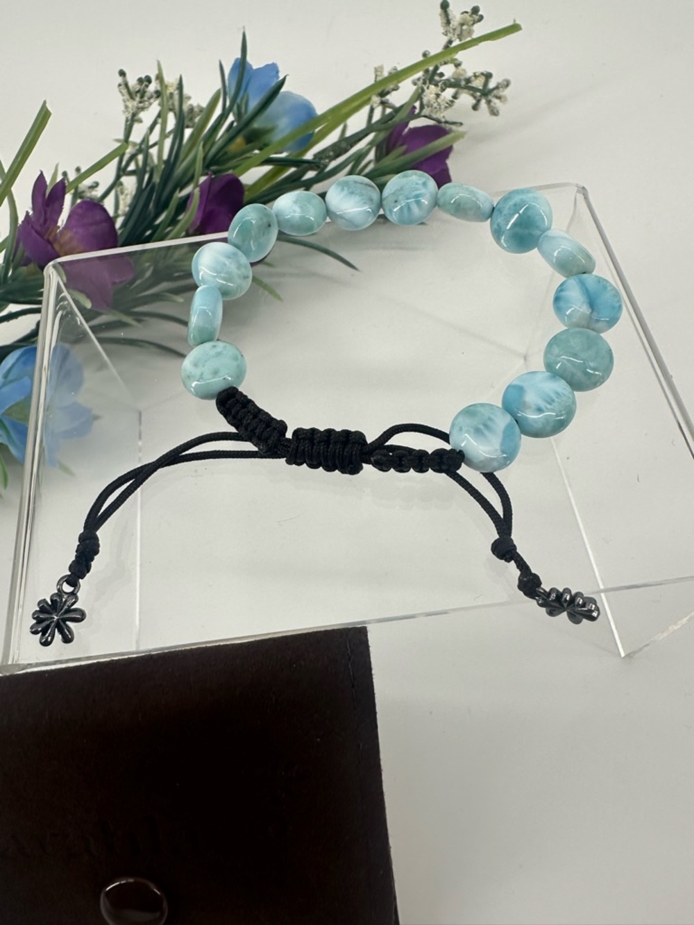 Marahlago Larimar Aegis bead bracelet lightweight and adjustable ~ New !